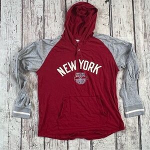 Retro New York Red Bulls MLS Soccer Futbol Long Sleeve Hoodie Shirt